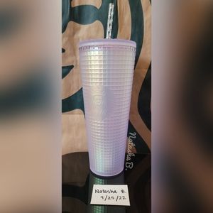 Venti White "Unicorn" Iridescent Soft Touch Grid Starbucks Cup
